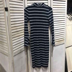 White House Black Market striped long Bell sleeved sheath dress.; XS
